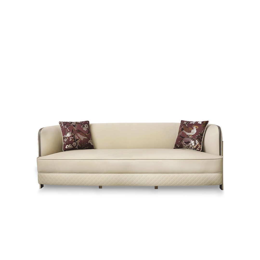 Marie Sofa – Gold-Plated Brass & Upholstered Elegance