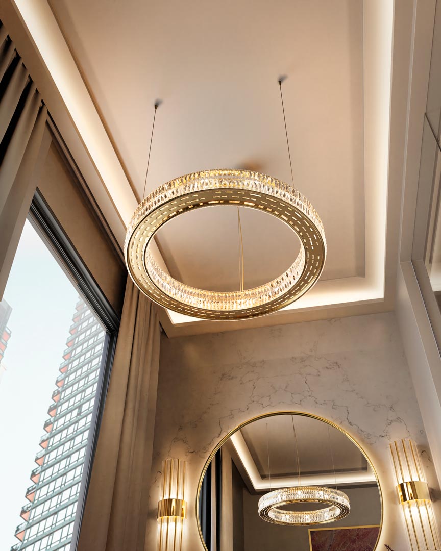 /storage/Luxury brass and crystal chandelier with layered gemstone design, handmade to create a dazzling and elegant lighting effect.