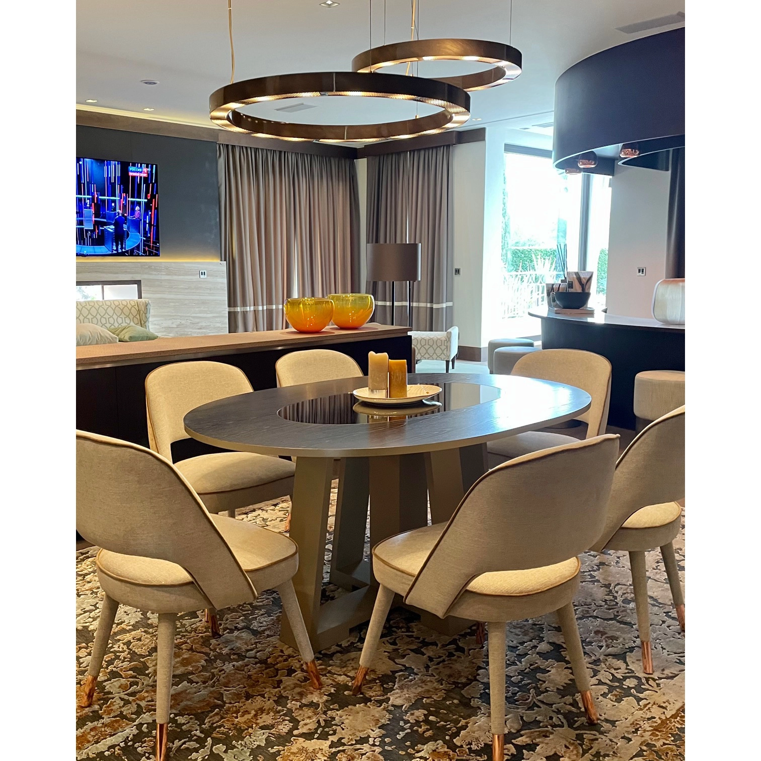 /storage/Luxury brass suspension with delicate crystal accents and minimalist design by Castro Lighting.