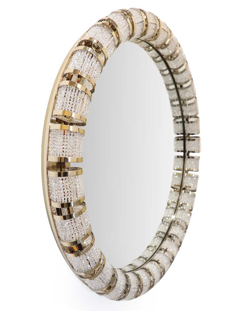 /storage/Luxury brass Leviev Mirror with Swarovski crystals, elegant contemporary furniture accessory for interiors.