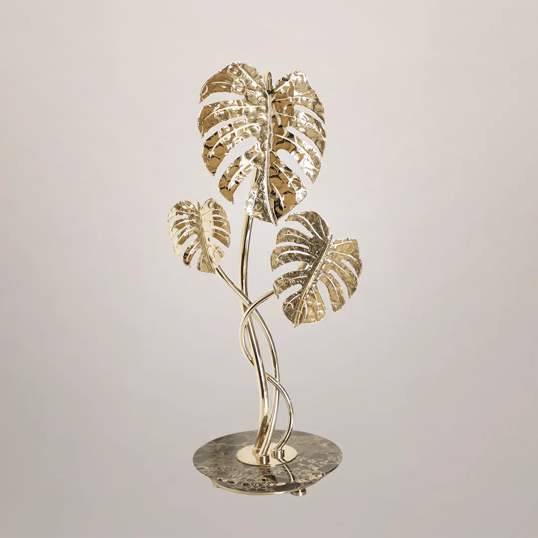 /storage/Luxury brass Rainforest floor lamp with handcrafted gold-plated brass, clear crystal glass, and nature-inspired details of raindrops and butterflies.