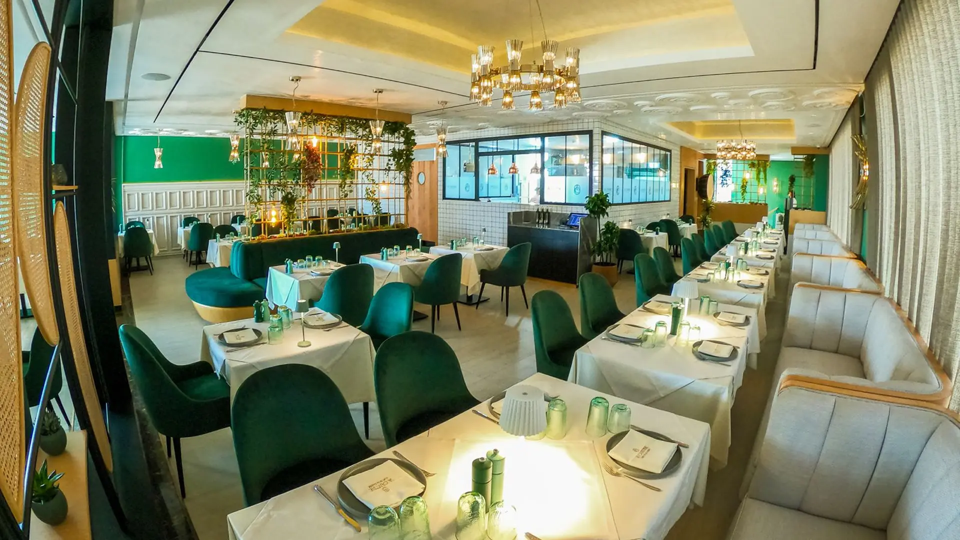 /storage/Interior of La Cantine d’Agadir restaurant in Morocco featuring contemporary design with Halo Collection lighting by Castro Lighting.