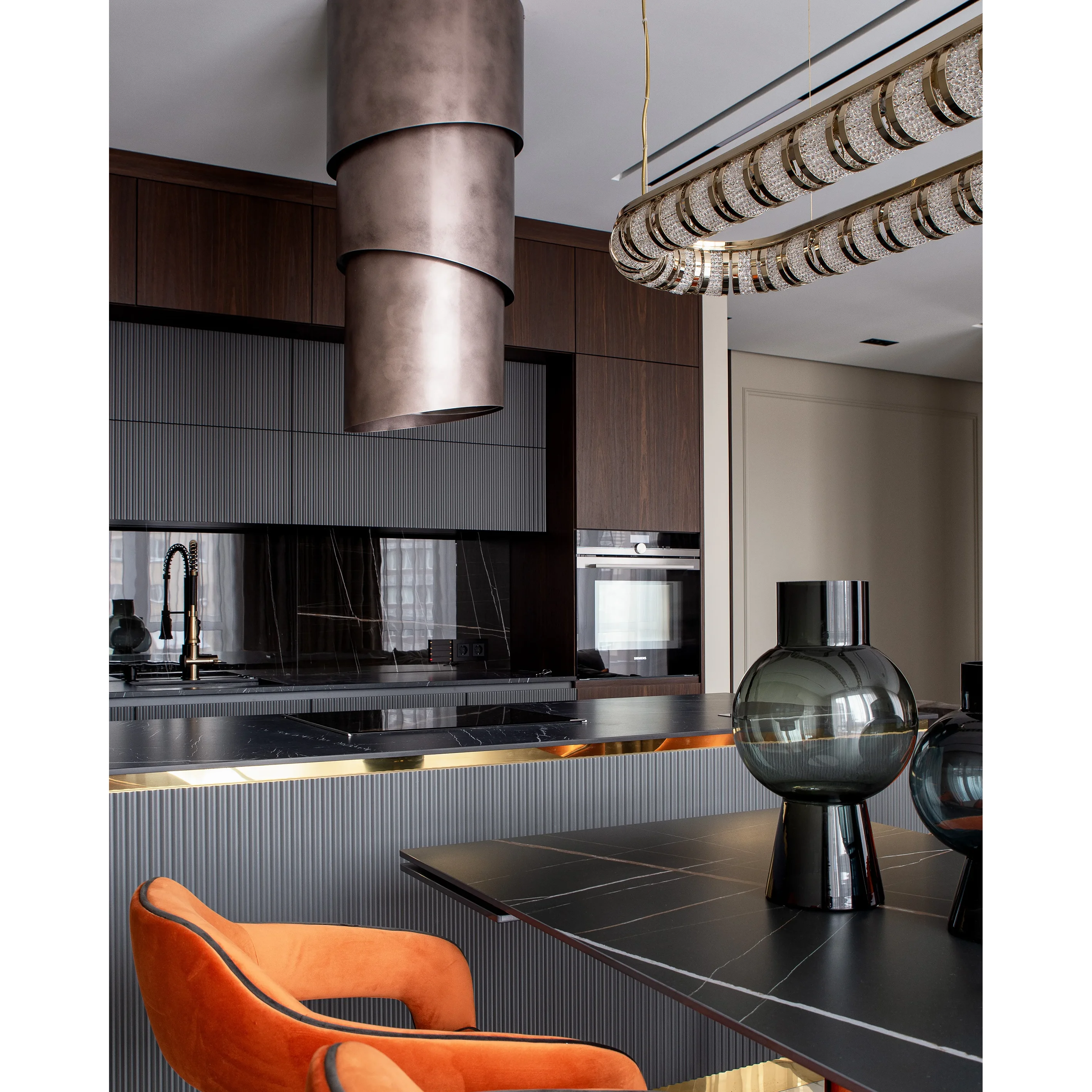 /storage/Luxury brass suspension snooker chandelier with dimpled round design and crystal bead details, a modern lighting fixture for elegant interiors.