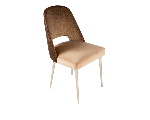 /storage/Luxury brass Anna Dining Chair with beige upholstered crescent back, handcrafted Art Deco-inspired design.