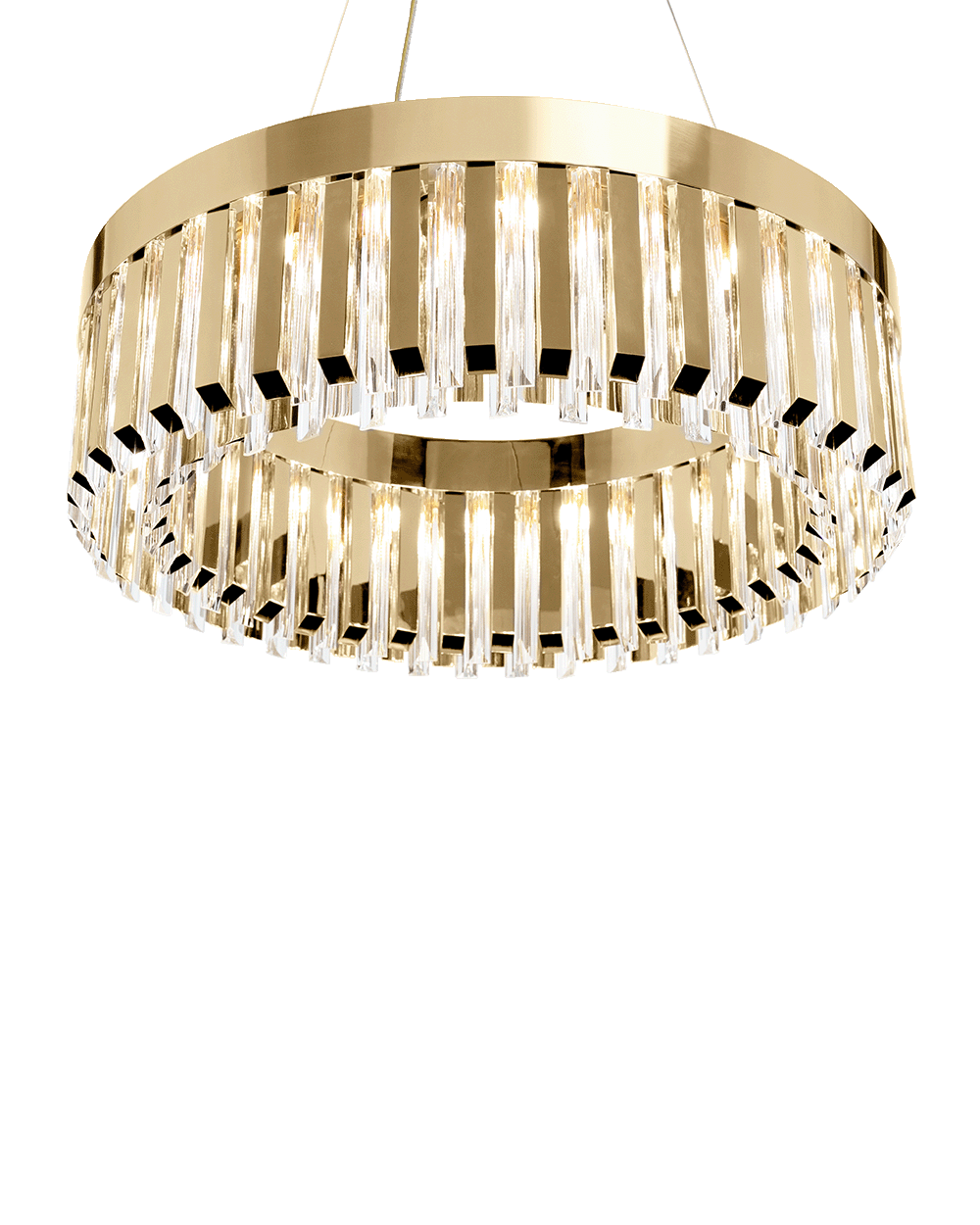 /storage/Luxury brass Skylar Suspension chandelier with glass elements, a bold handcrafted design inspired by celestial geometry.
