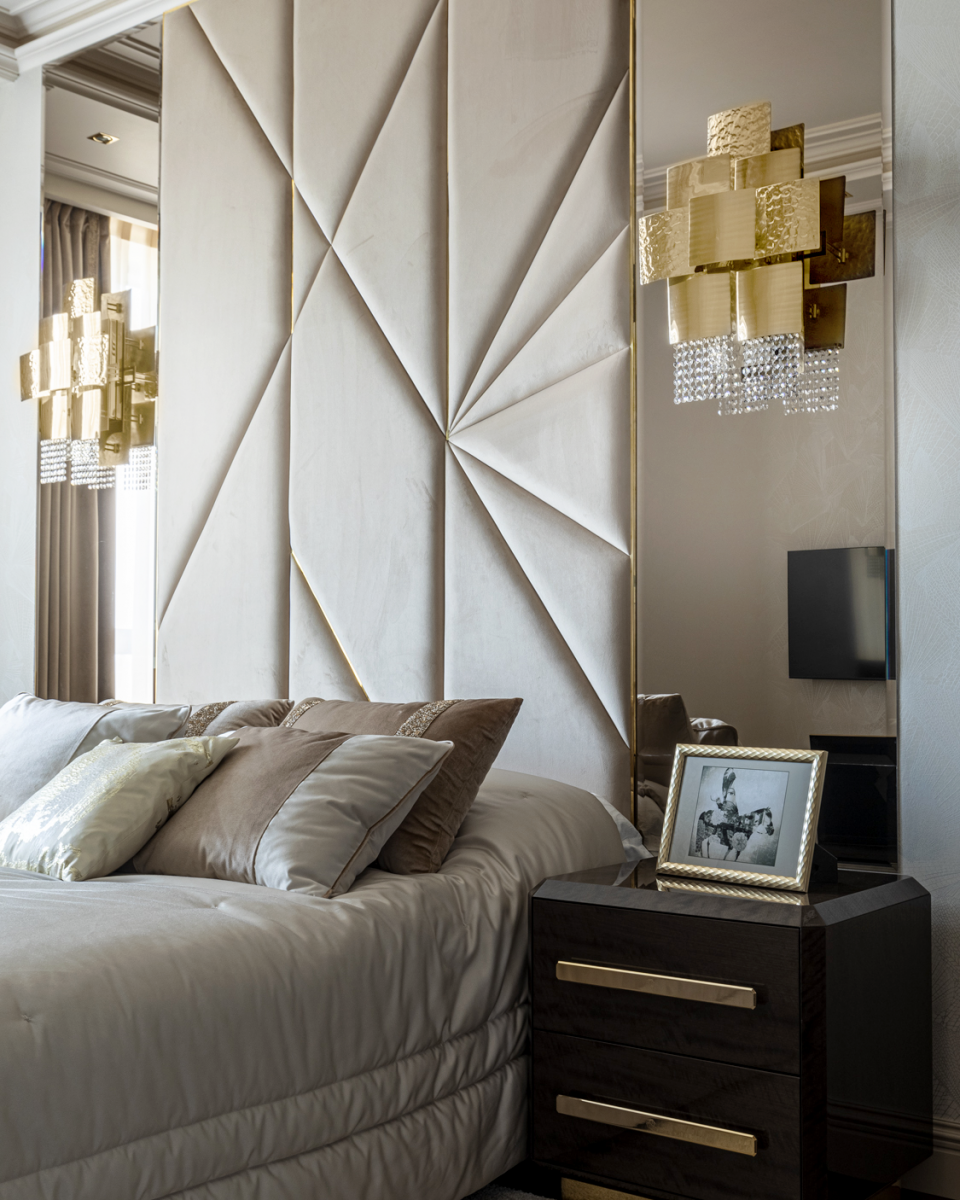 /storage/Luxury brass Mondrian Wall Light with gold-plated hammered and brushed finishes, geometric design, and delicate crystal glass details.