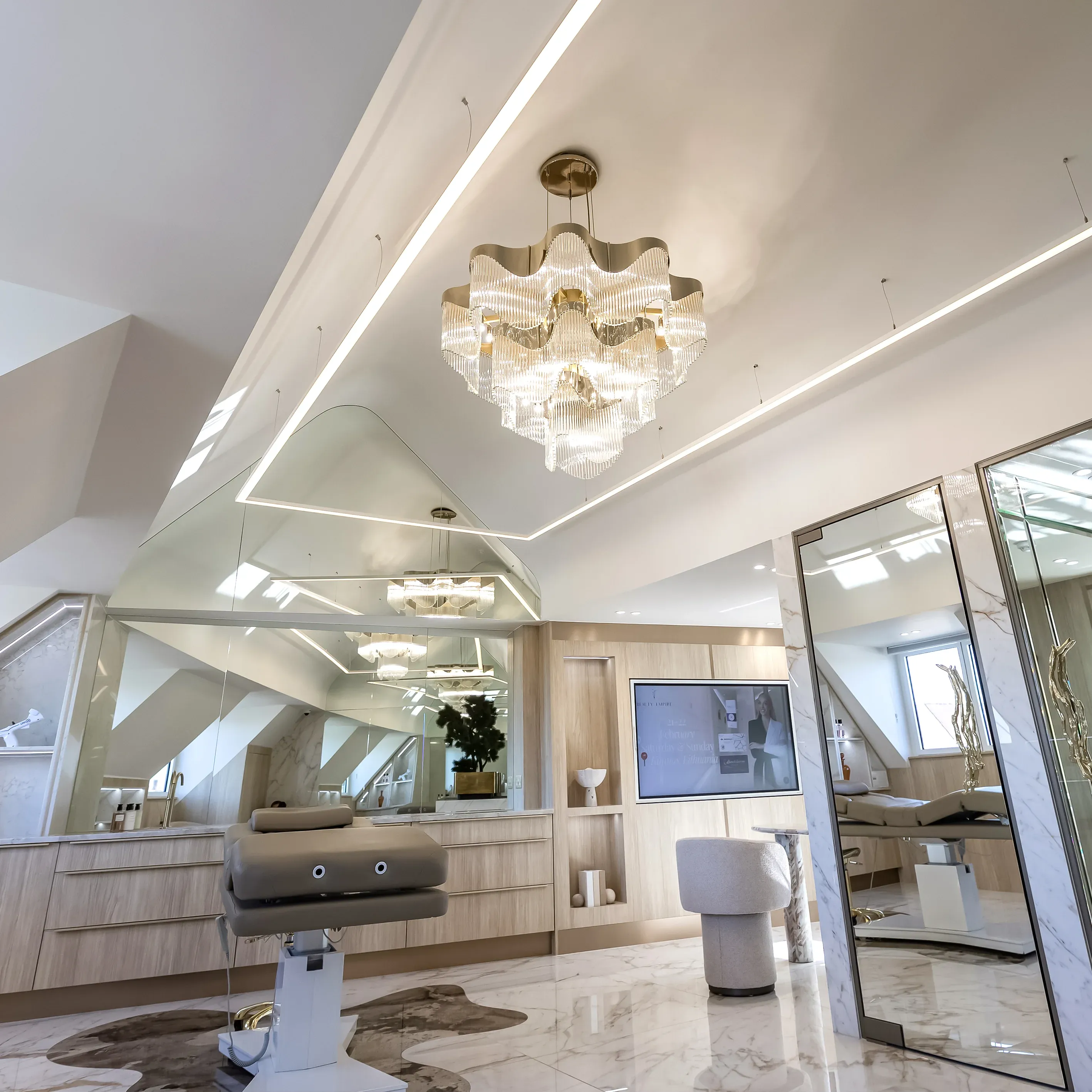 /storage/Luxury brass chandelier with sculptural curves and abstract design by Castro Lighting