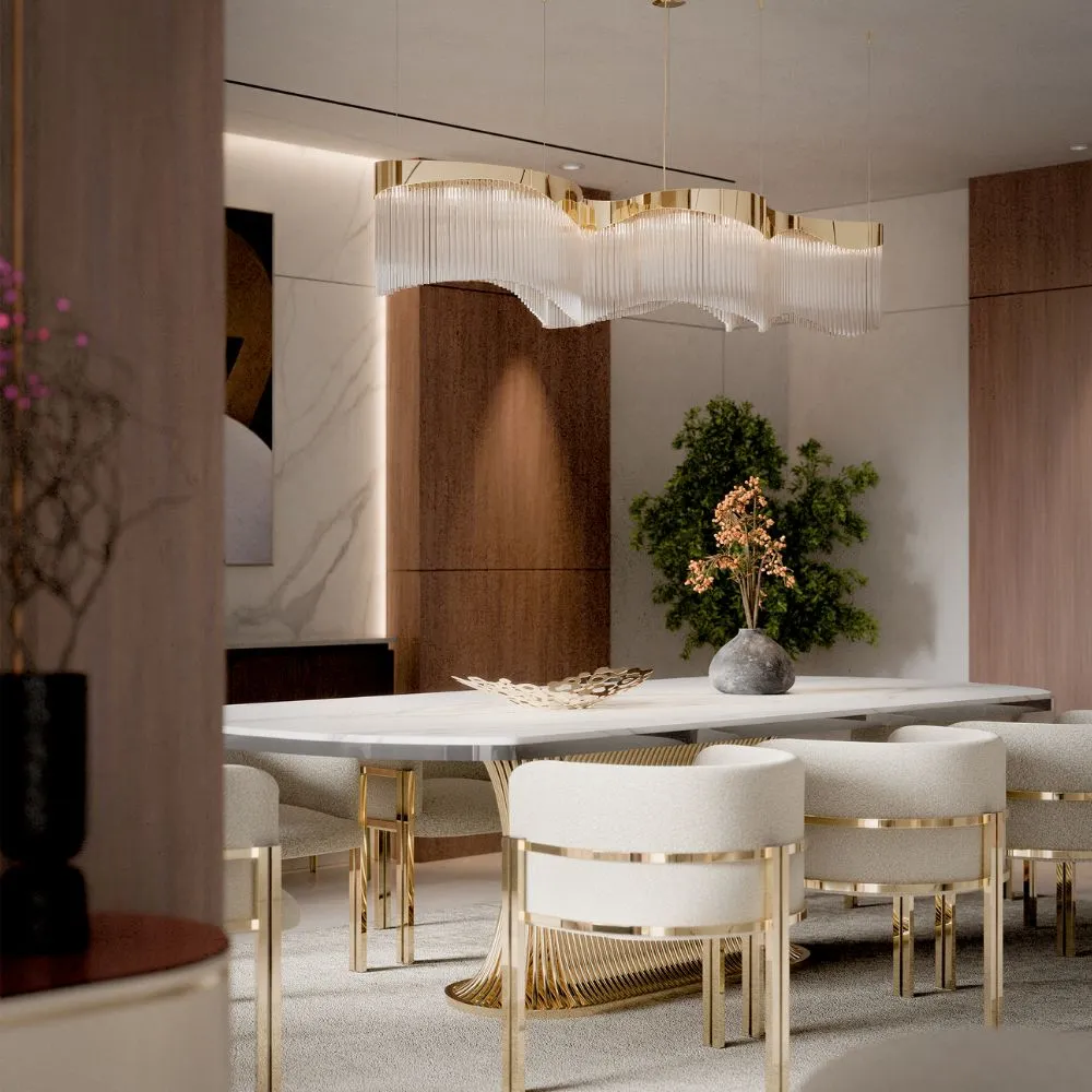 /storage/Luxury brass snooker chandelier with fluid curves and wave-inspired design, fully customizable in size and configuration for elegant modern interiors.