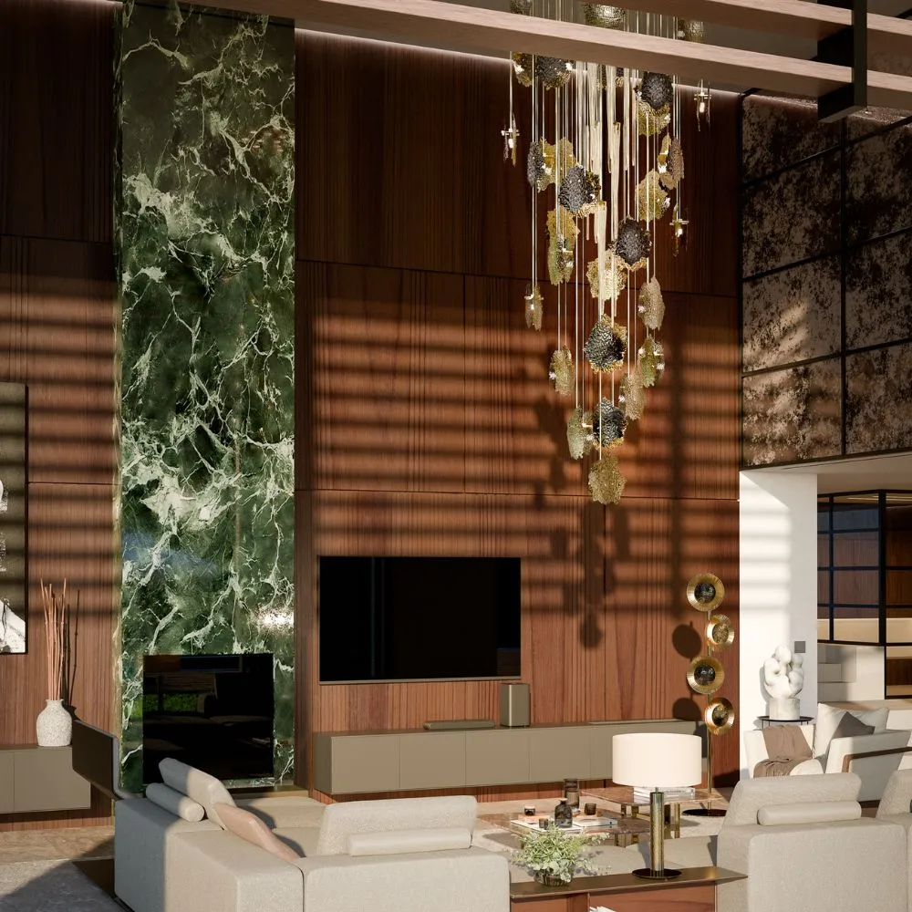 /storage/Magma Suspension by Castro Lighting, a luxury sculptural chandelier handcrafted in Portugal with irregular forms inspired by molten magma, designed for contemporary and sophisticated interiors.