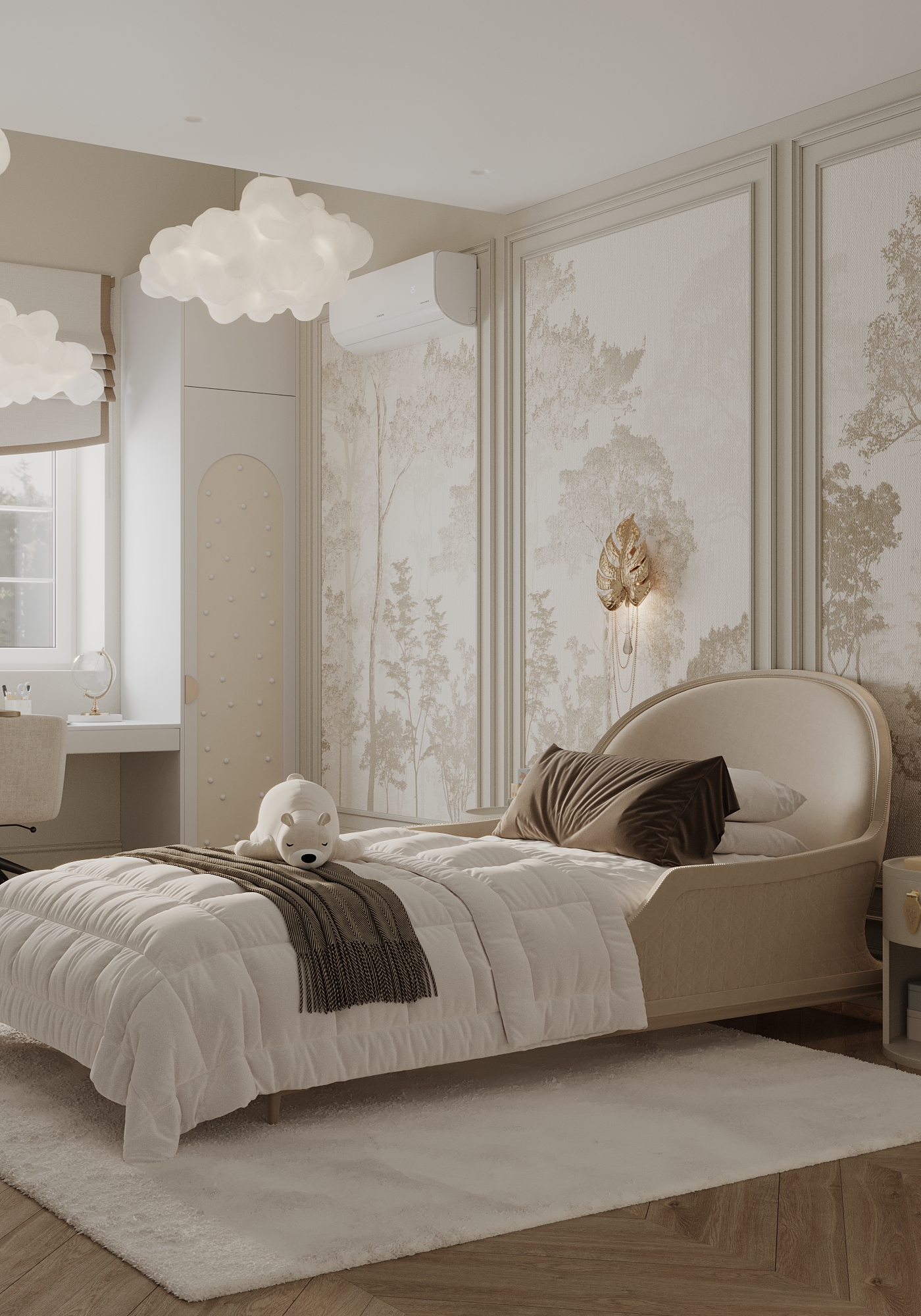 Rainforest Wall Light in Children Bedroom Interior Design Project by Tsimbalist Group