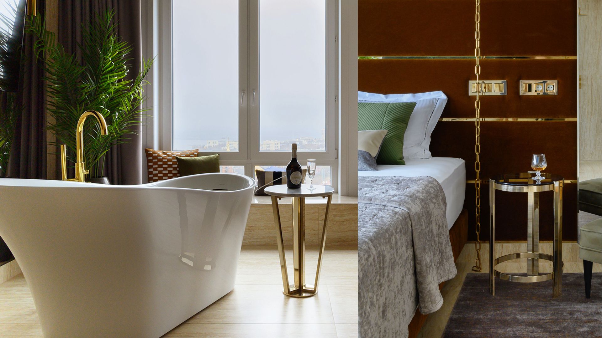 Hotel Room featuring Euphoria Side Table and Marie Side Table | Image Courtesy: Elena Design