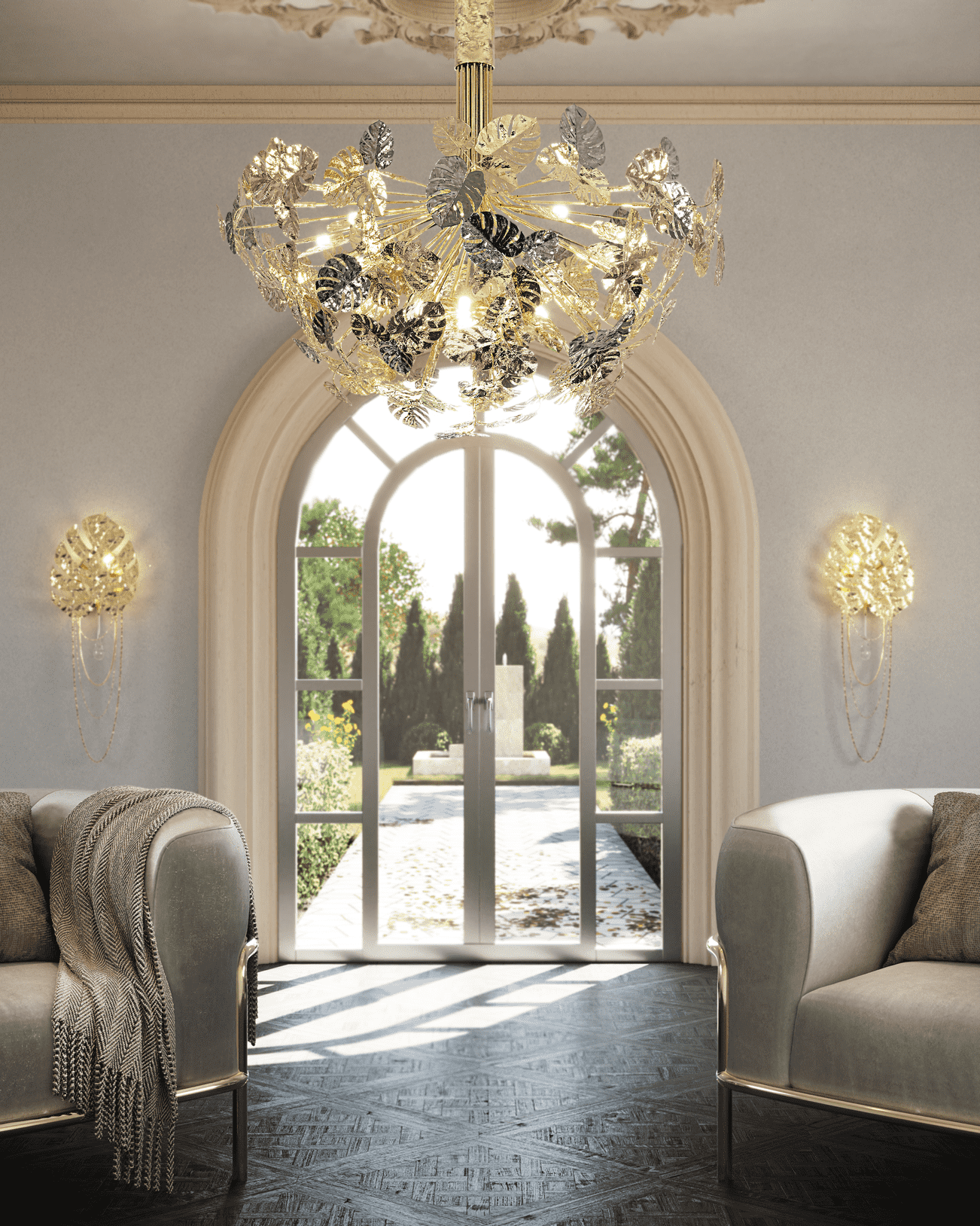 Summer Interior Design trends 2025 featuring Rainforest Suspension, Rainforest Wall Lights by Castro Lighting