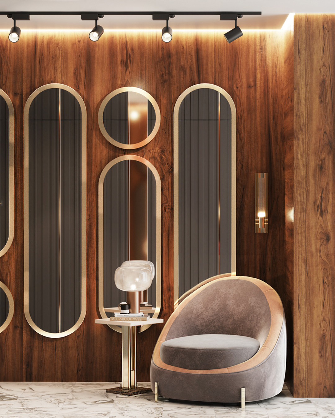 Hallway with Streamline Collection by Castro Lighting- Baked Earth Colours Trend