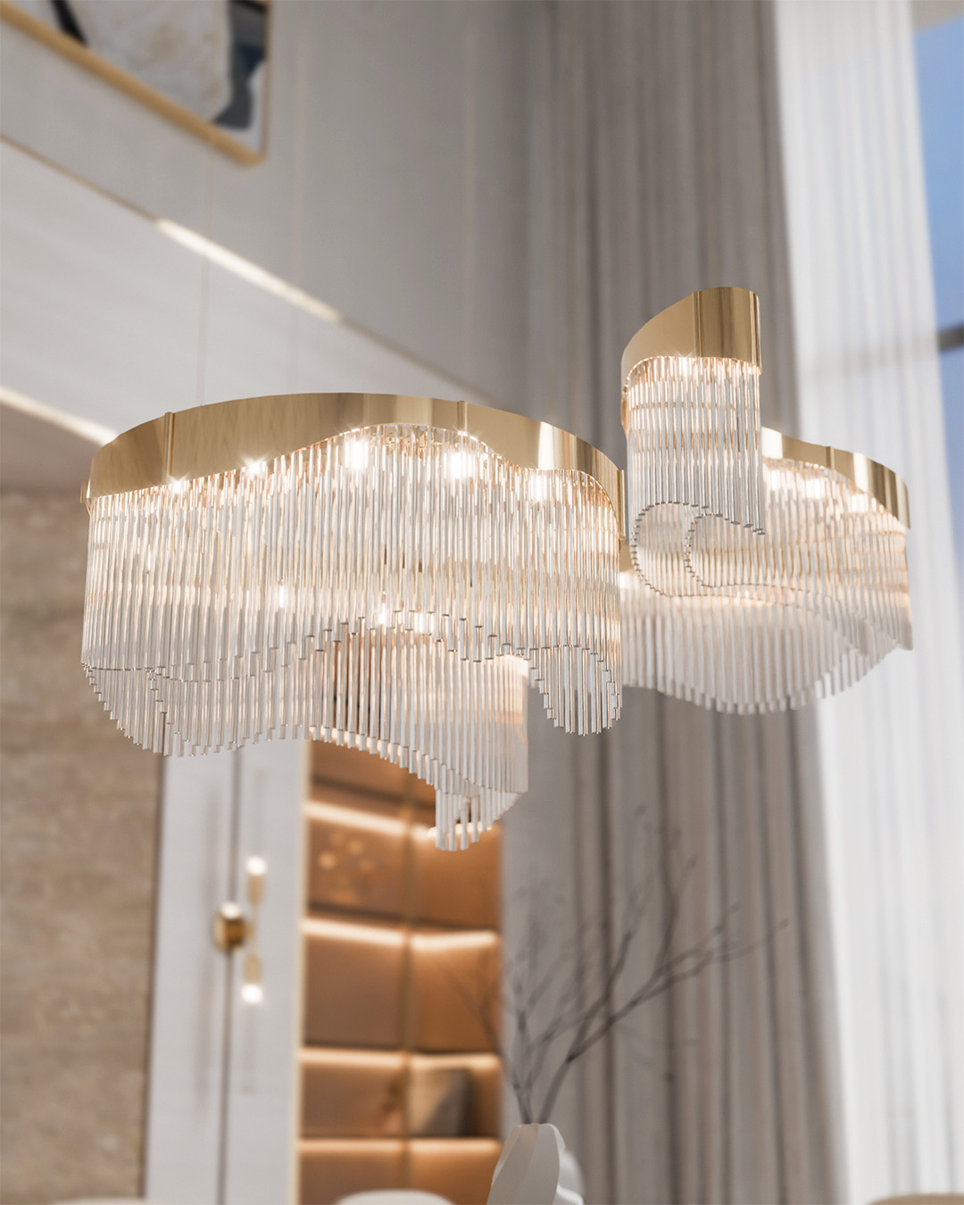 Summer dining room with flow suspension in Castro Lighting 