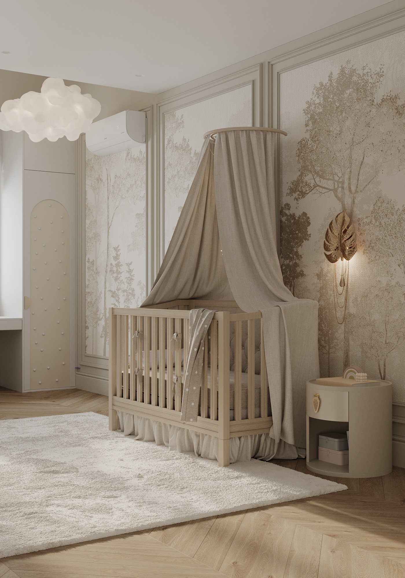 Rainforest Wall Light in Gold Brass Finish in Children´s Bedroom Ambiance by Irina Tsimbalist