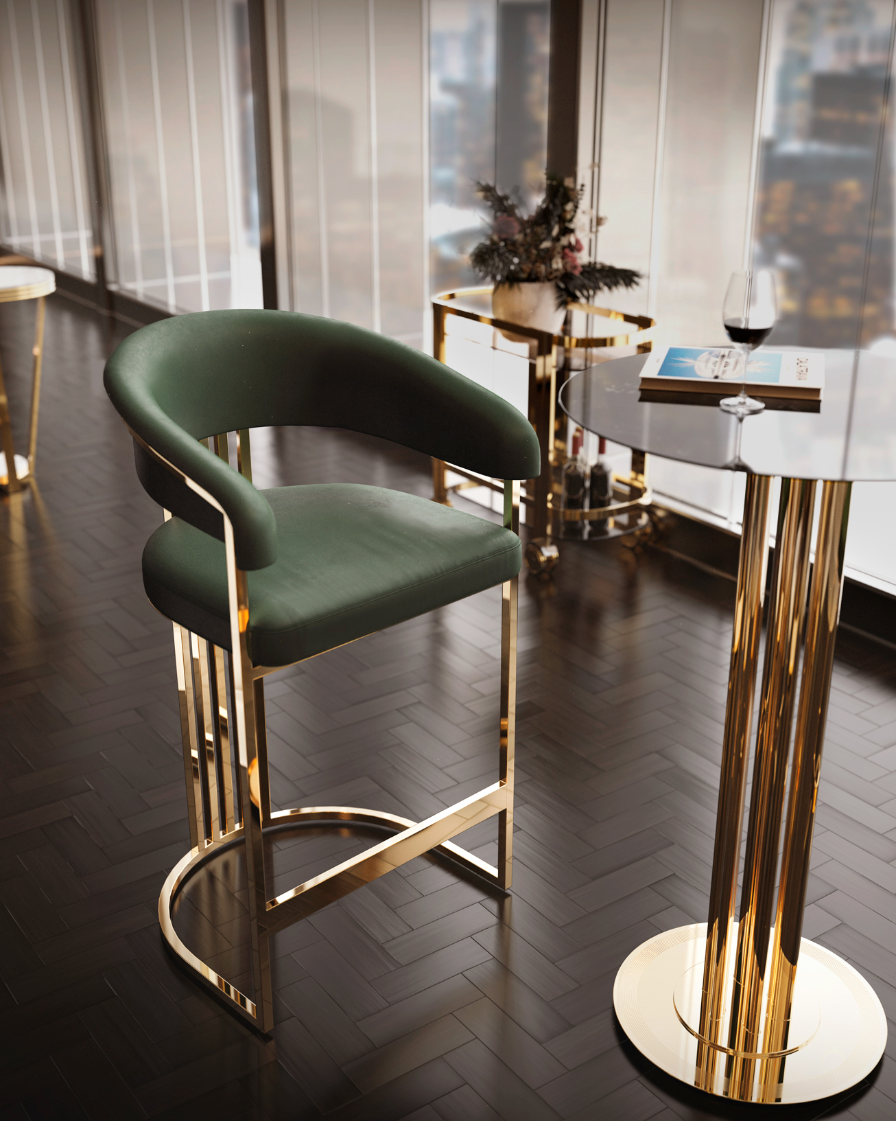 Harp bar chair design, lounge chair, high chair design, bar stool