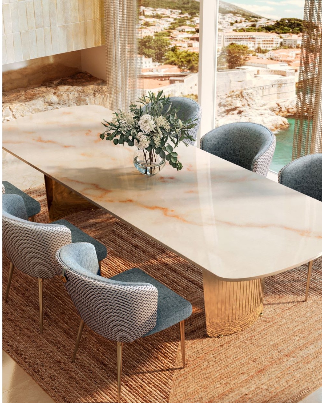 Summer dining room featuring sedere chair by Castro Interiors