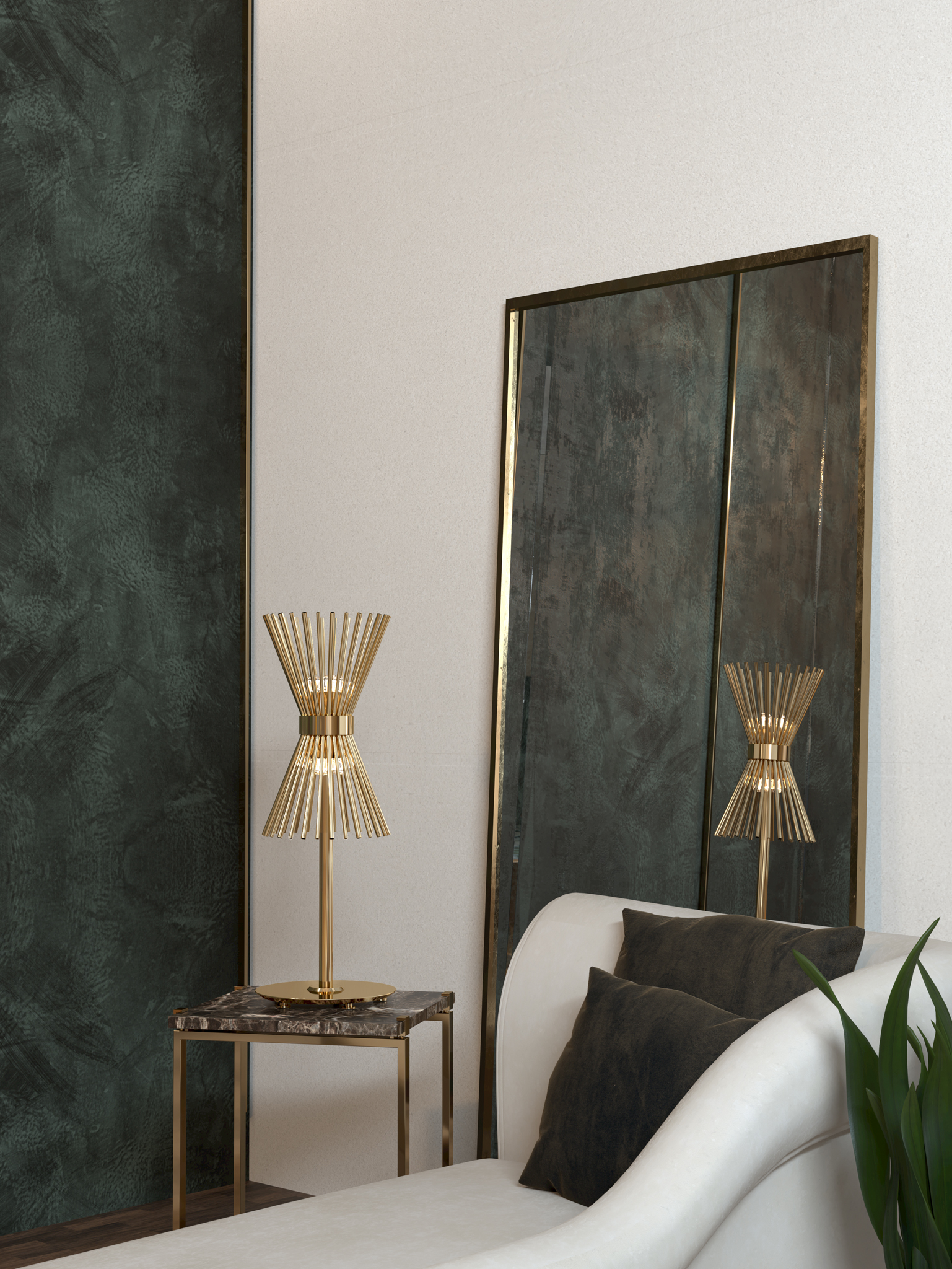 Sophisticated Reading corner featuring Halo Table Lamp