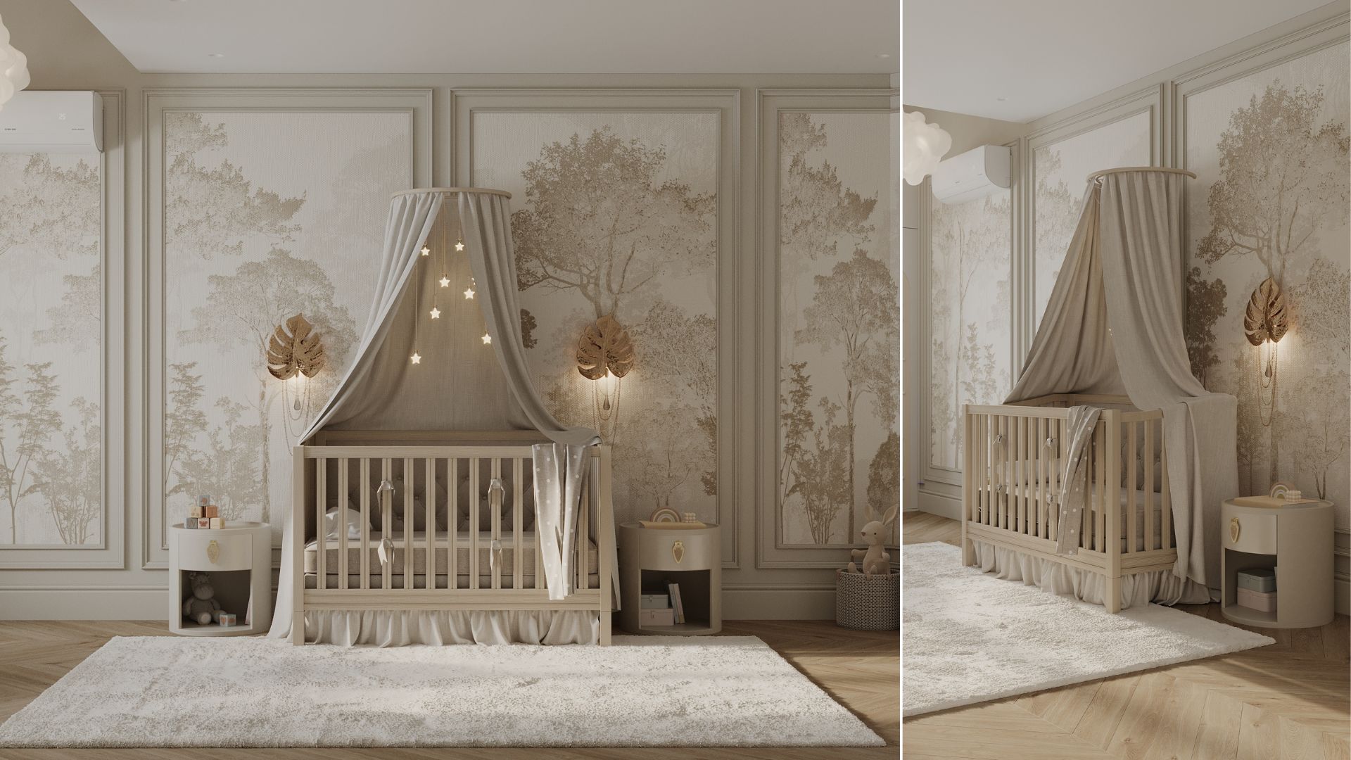 Rainforest Wall Light in Children Bedroom Interior Design Project by Tsimbalist Group