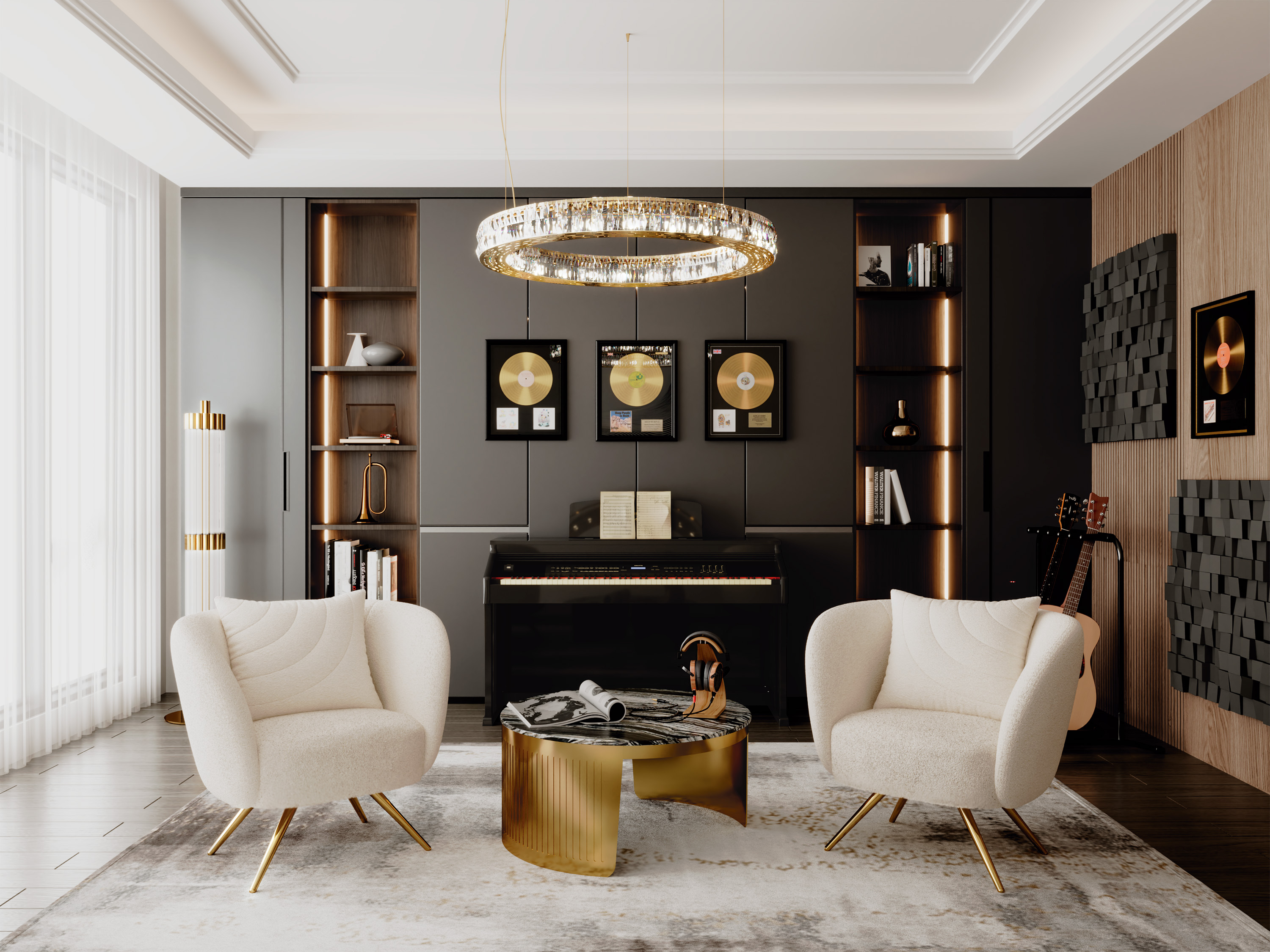 Music room designed by castro with luxury masterpieces