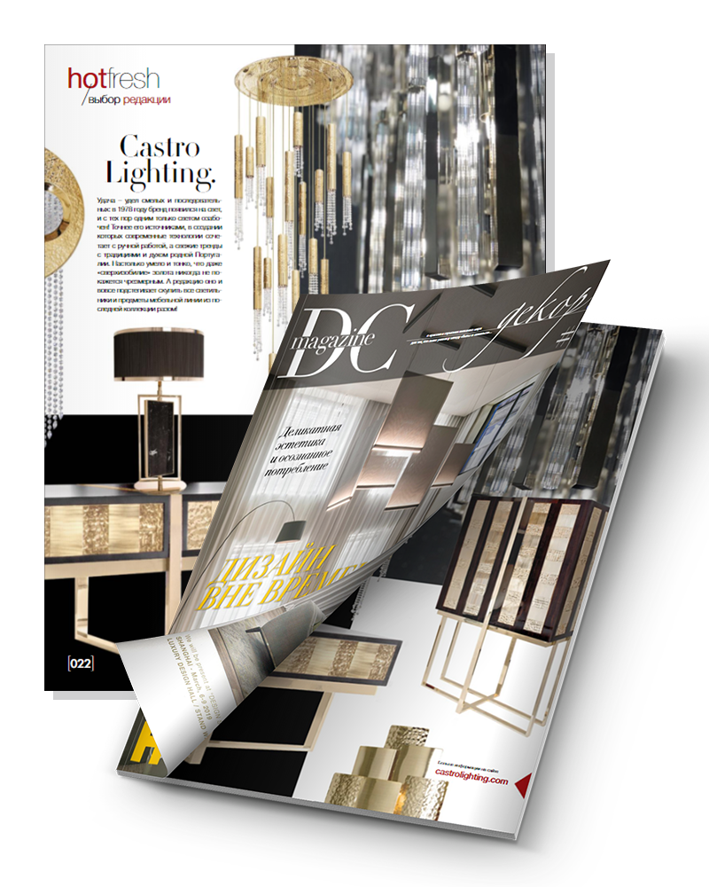 Safi Suspension by Castro Lighitng featured as an editorial pick in DC Decor magazine Russia