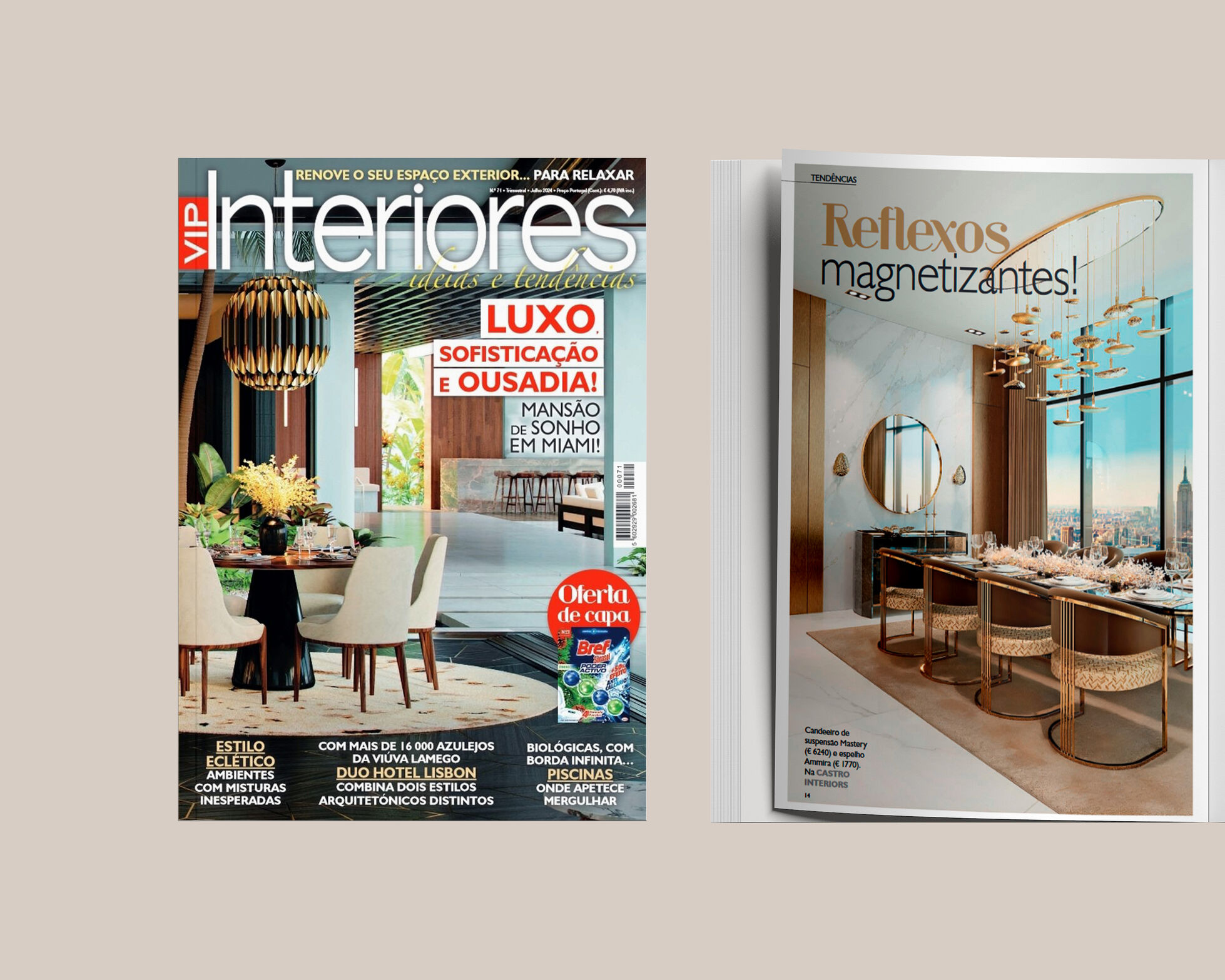 Harp Chair by Castro Lighting highlighted by VIP Interiores magazine as a distinguished editorial selection