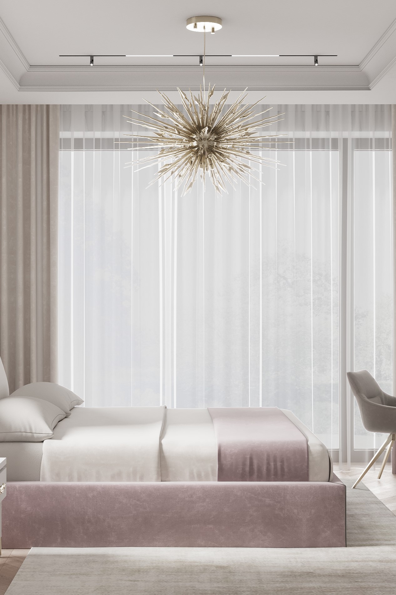 Hemera Suspension in Gold Brass Finish in Children´s Bedroom Ambiance by Ismanus Interjeras