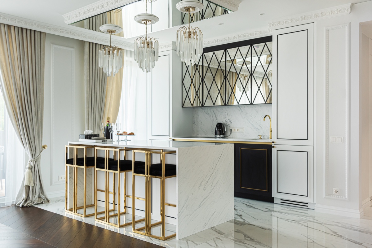 Sophisticated residential interior design project by Clé de Maison - A perfect combination of Art Deco & Pop Art elements. A true inspiration featuring Lotus Pendant and refined contemporary elements.