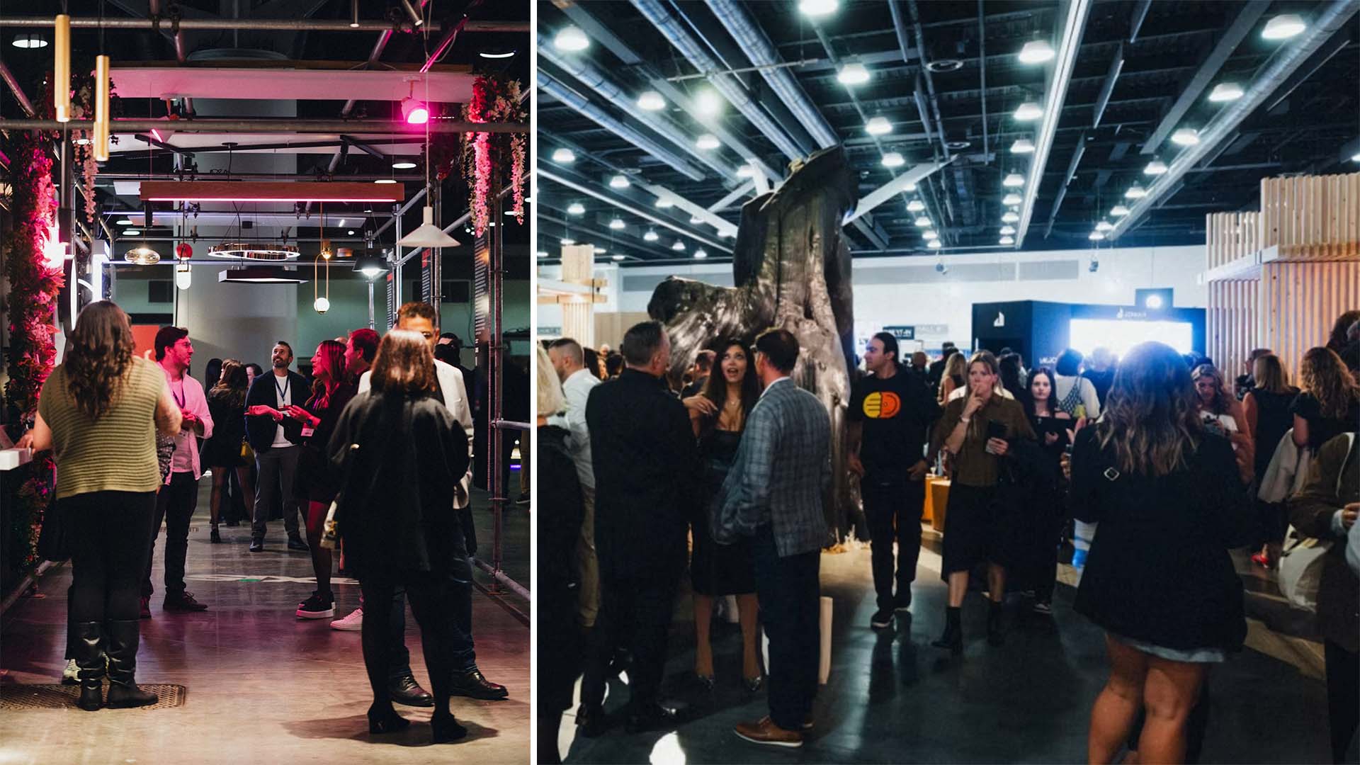 IDS Vancouver exhibition floor with visitors exploring lighting displays, installations and design booths.