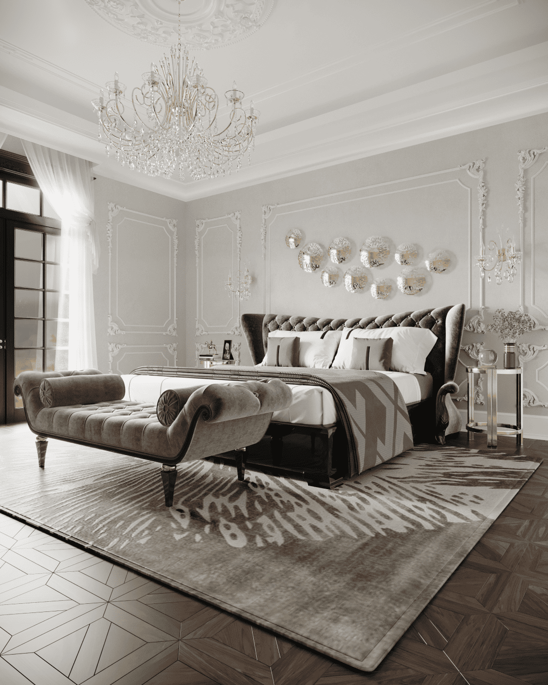A monochromatic master bedroom 
