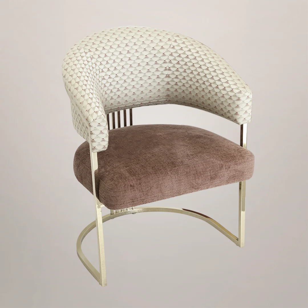 /storage/Luxury brass armchair with elegant harp-shaped design by Castro Interiors.