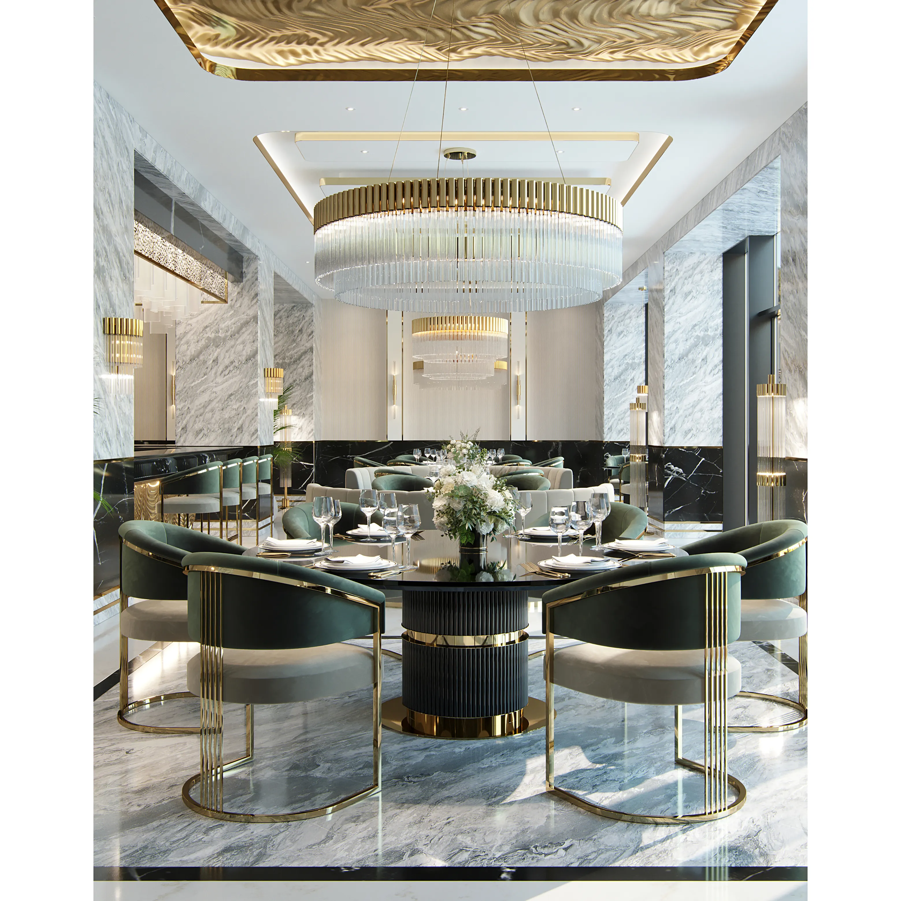 /storage/Luxury brass Arcade Suspension with gold-plated brass and textured glass, inspired by vintage arcade design.
