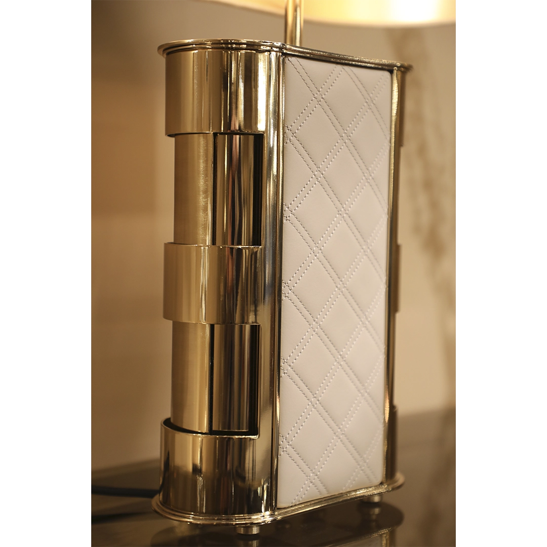 /storage/Luxury brass Centurion table lamp with golden brass and leather details, inspired by ancient Roman armour, blending strength, elegance, and opulent craftsmanship.