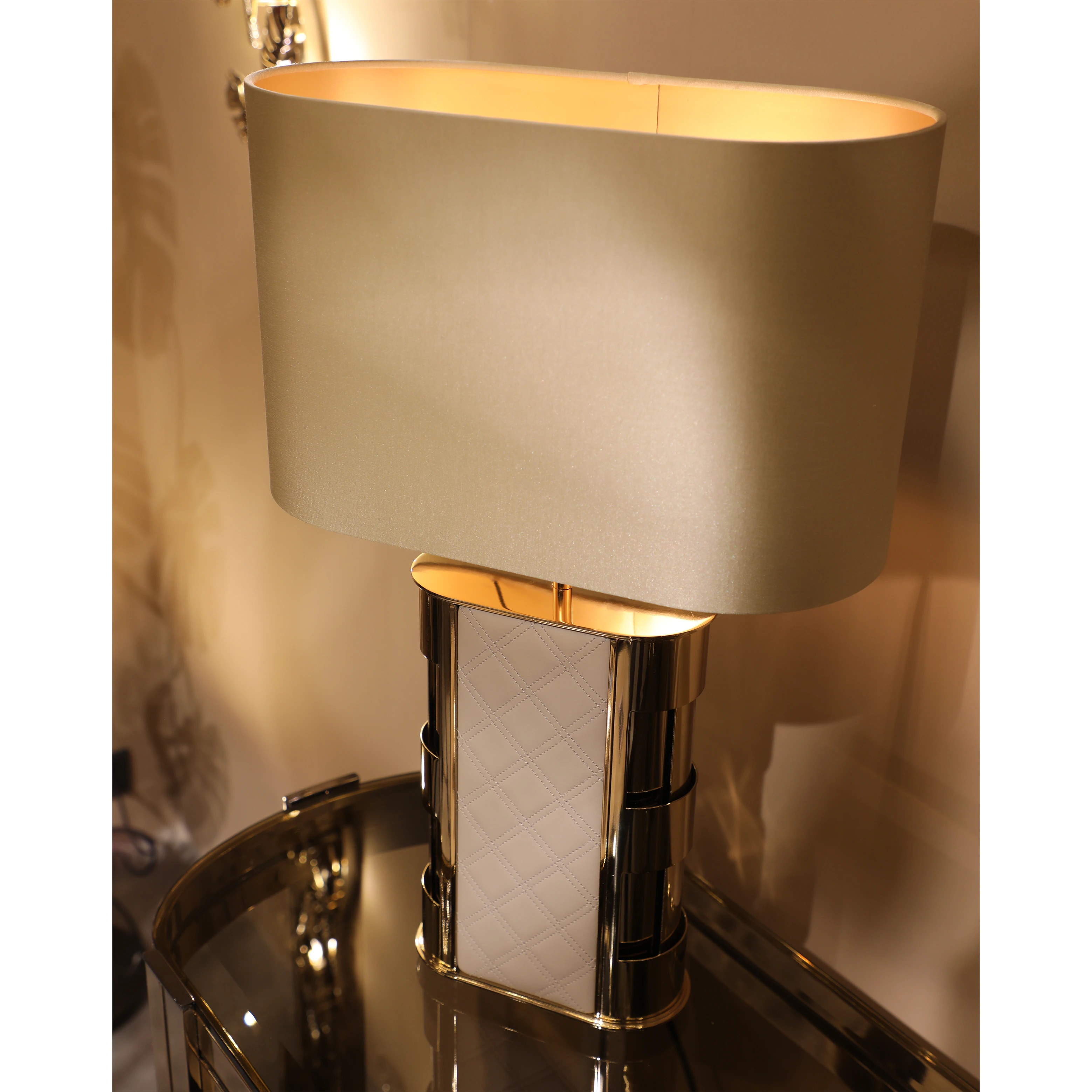 /storage/Luxury brass Centurion table lamp with golden brass and leather details, inspired by ancient Roman armour, blending strength, elegance, and opulent craftsmanship.