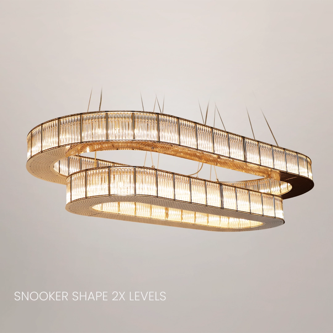 /storage/Luxury brass round suspension with faceted glass and rotating star details, combining Art Deco elegance with modern sophistication.