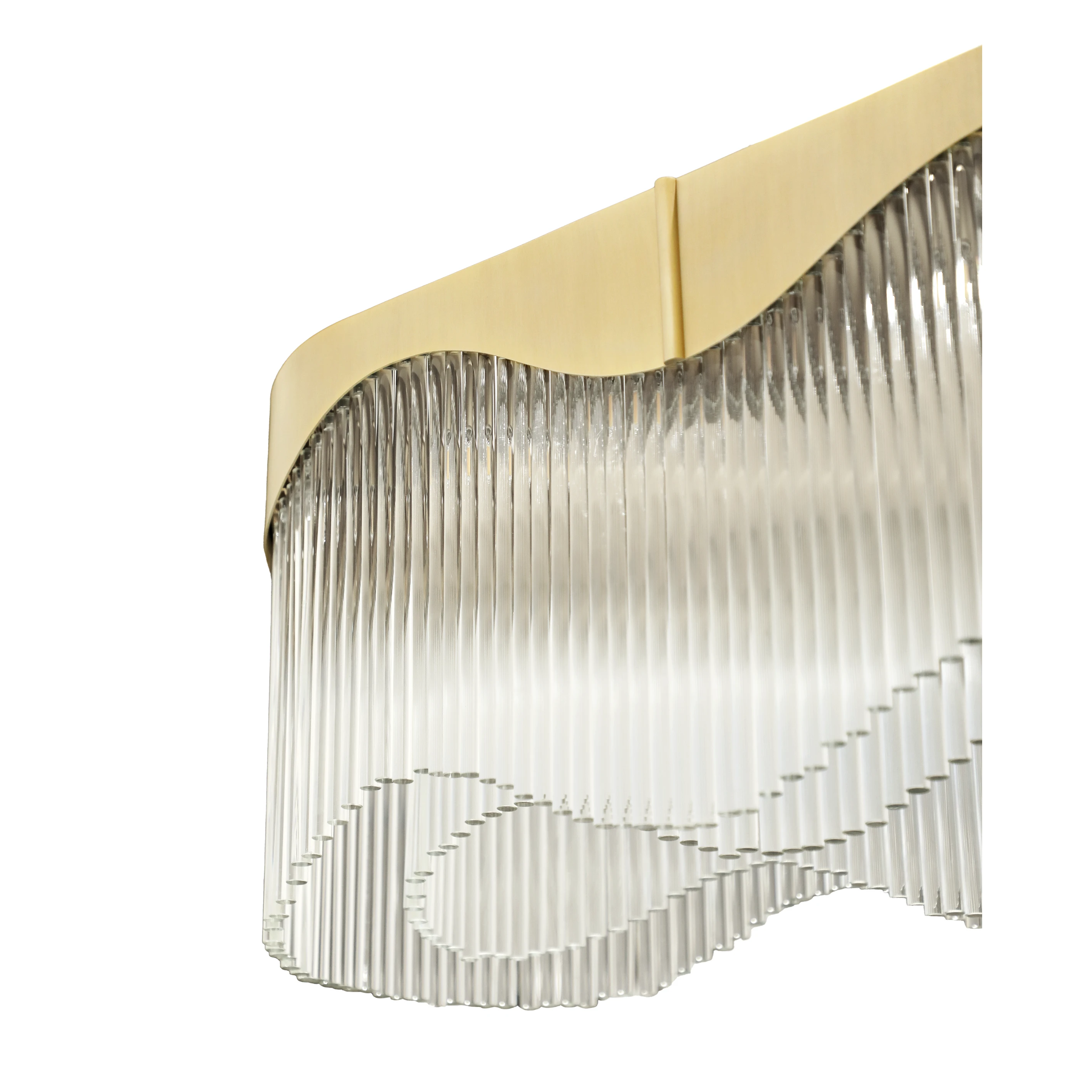/storage/Luxury brass snooker chandelier with fluid curves and wave-inspired design, fully customizable in size and configuration for elegant modern interiors.