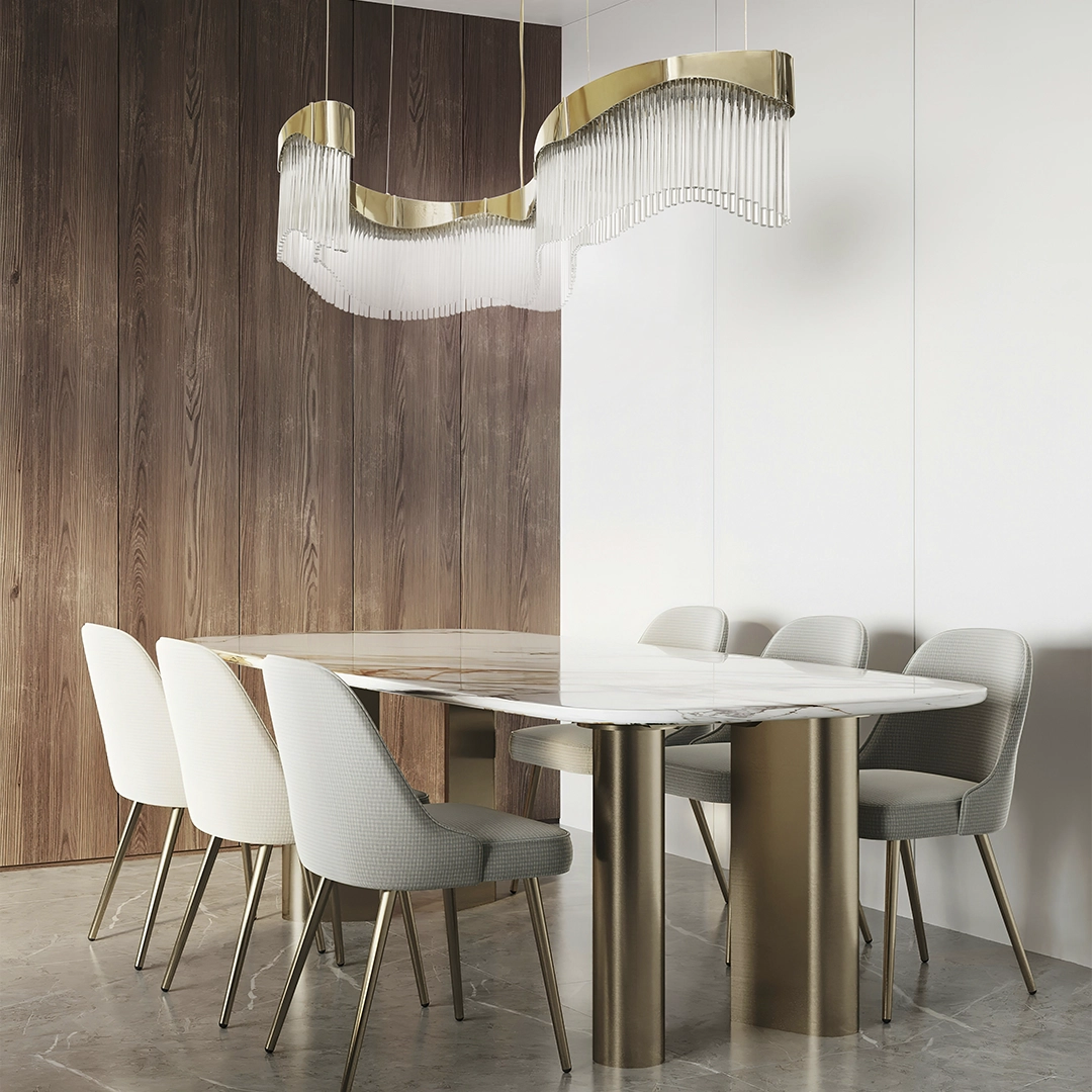 /storage/Luxury brass suspension with sculptural curves and abstract design by Castro Lighting