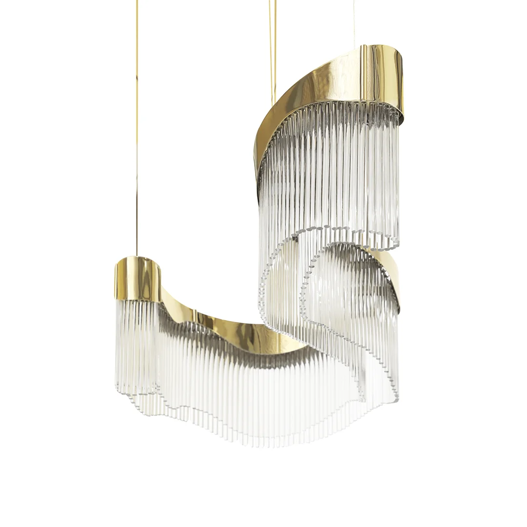 /storage/Luxury brass suspension with sculptural curves and abstract design by Castro Lighting