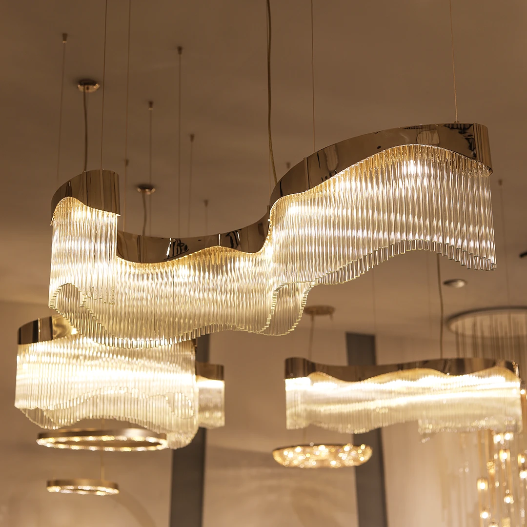 /storage/Luxury brass suspension with sculptural curves and abstract design by Castro Lighting