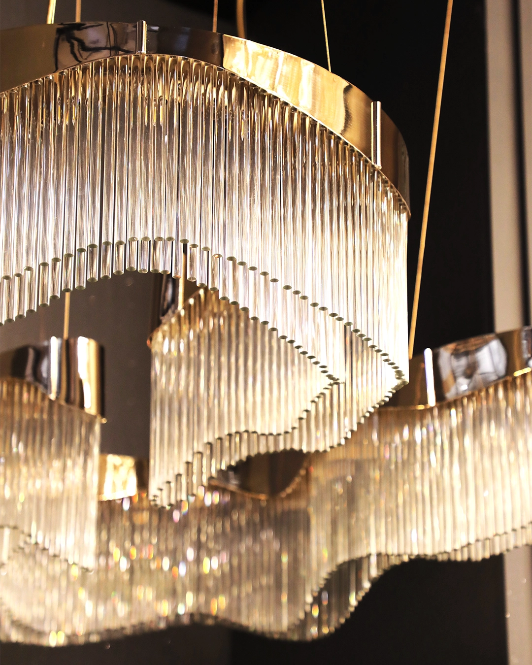 /storage/Luxury brass suspension with sculptural curves and abstract design by Castro Lighting