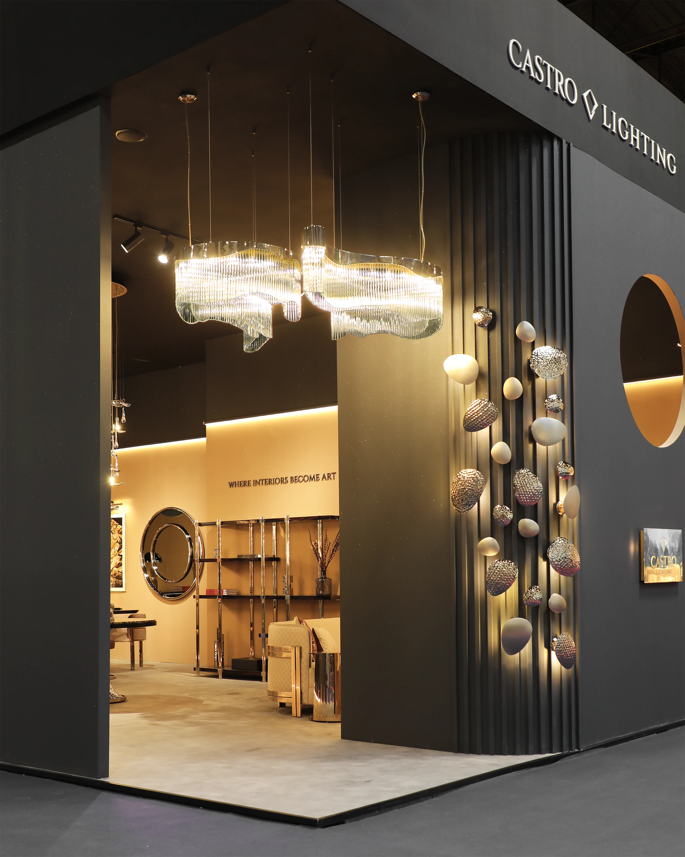 /storage/Luxury brass suspension with sculptural curves and abstract design by Castro Lighting