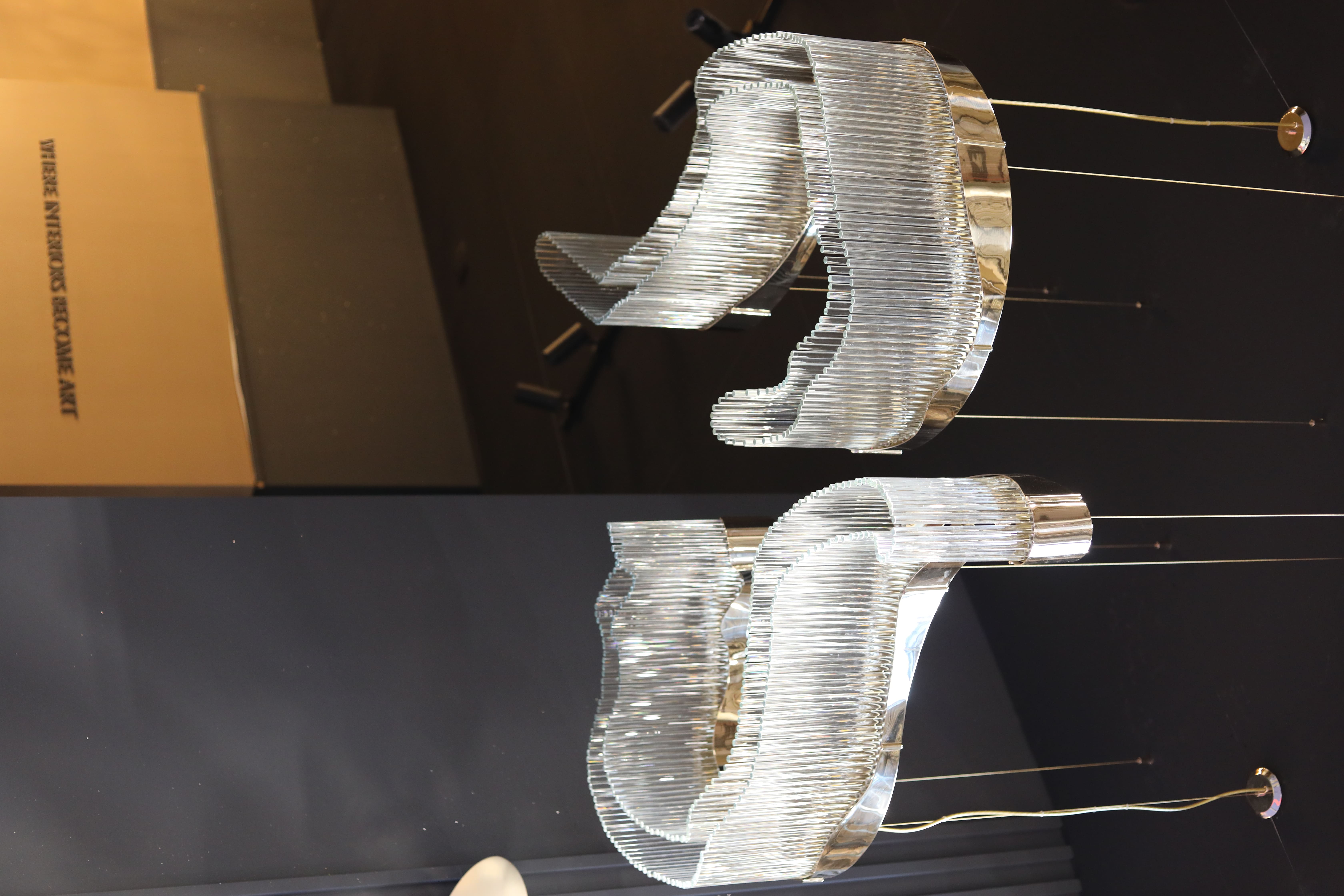 /storage/Luxury brass suspension with sculptural curves and abstract design by Castro Lighting