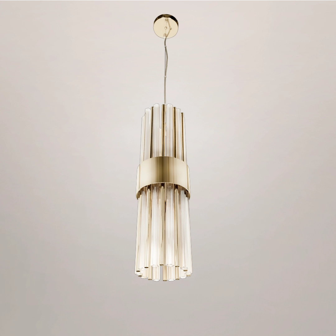 /storage/Luxury brass and crystal Halma pendant with geometric design, a sophisticated lighting fixture for elegant interiors.