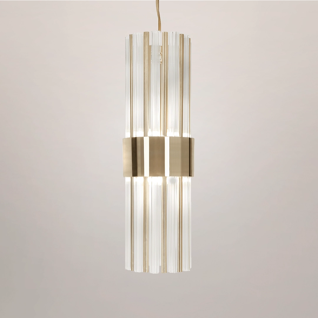 /storage/Luxury brass and crystal Halma pendant with geometric design, a sophisticated lighting fixture for elegant interiors.