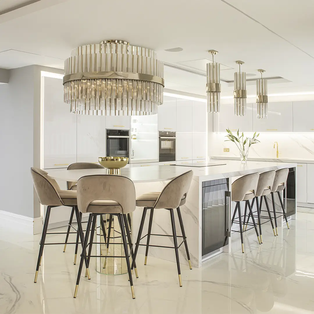 /storage/Luxury brass suspension with clear crystal glass elements, featuring a geometric-inspired design that blends elegance and modern sophistication.