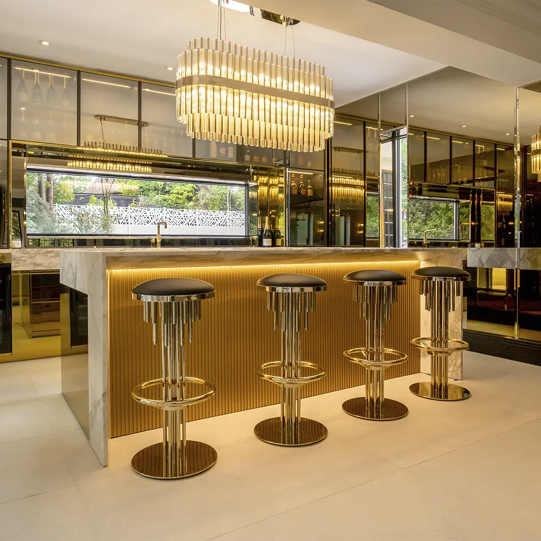 /storage/Luxury brass and clear crystal Halma suspension snooker, a refined geometric lighting fixture for elegant modern interiors.