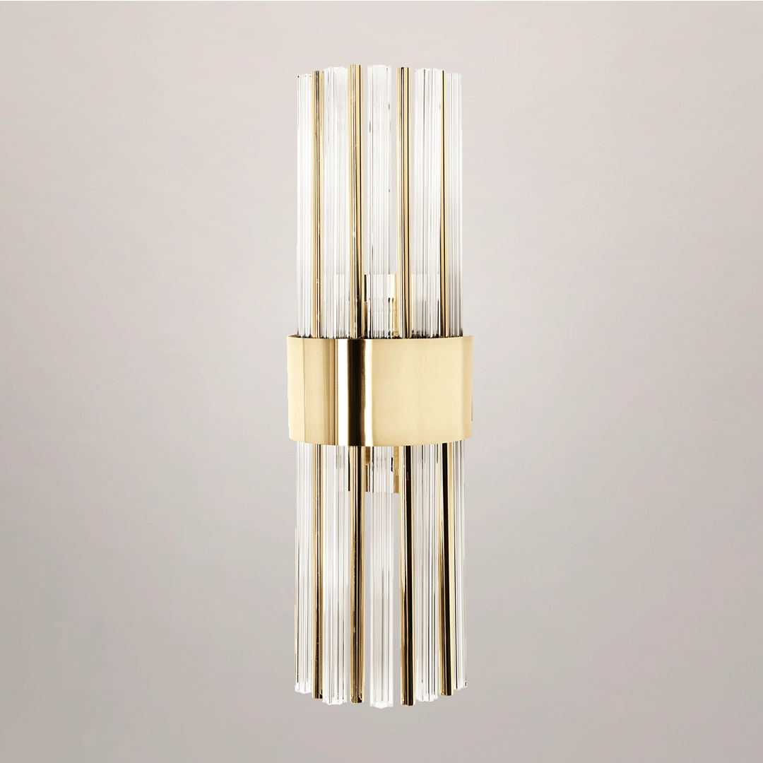 /storage/Luxury brass and crystal Halma Wall Light with geometric design, a versatile and sophisticated lighting piece that enhances modern interiors with elegance and refined charm.
