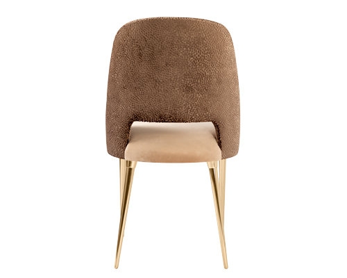 /storage/Luxury brass Anna Dining Chair with beige upholstered crescent back, handcrafted Art Deco-inspired design.