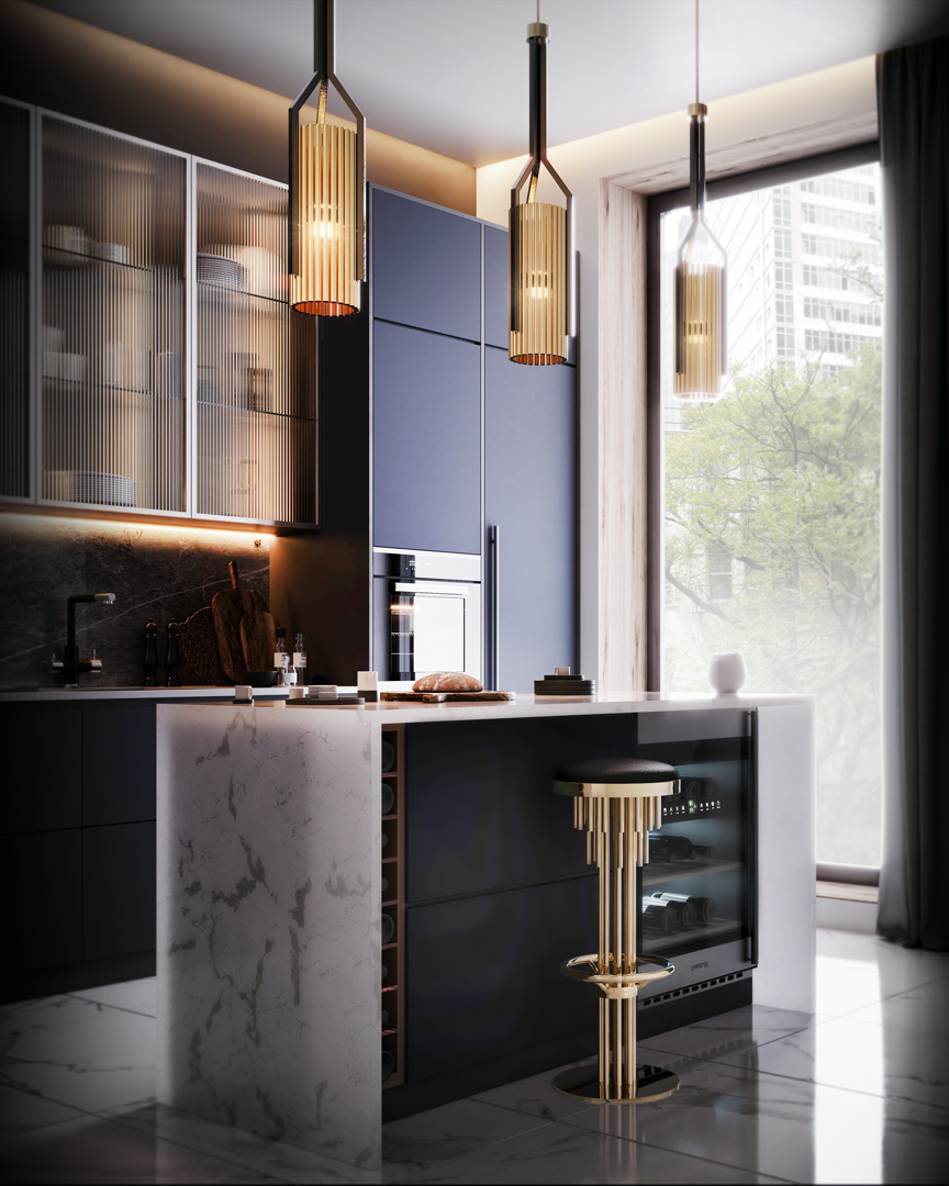 /storage/Luxury brass Avany pendant featuring a striking mix of gold and black nickel tubular shapes, designed as a bold modern lighting statement