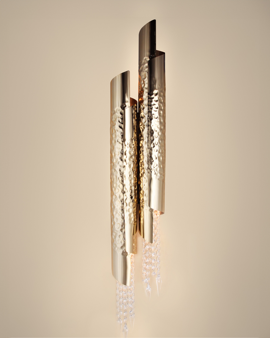 /storage/castro lighting avolto wall light double crystal hammered tube